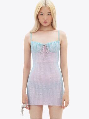 AREA - Crystal Hot Fix mini dress